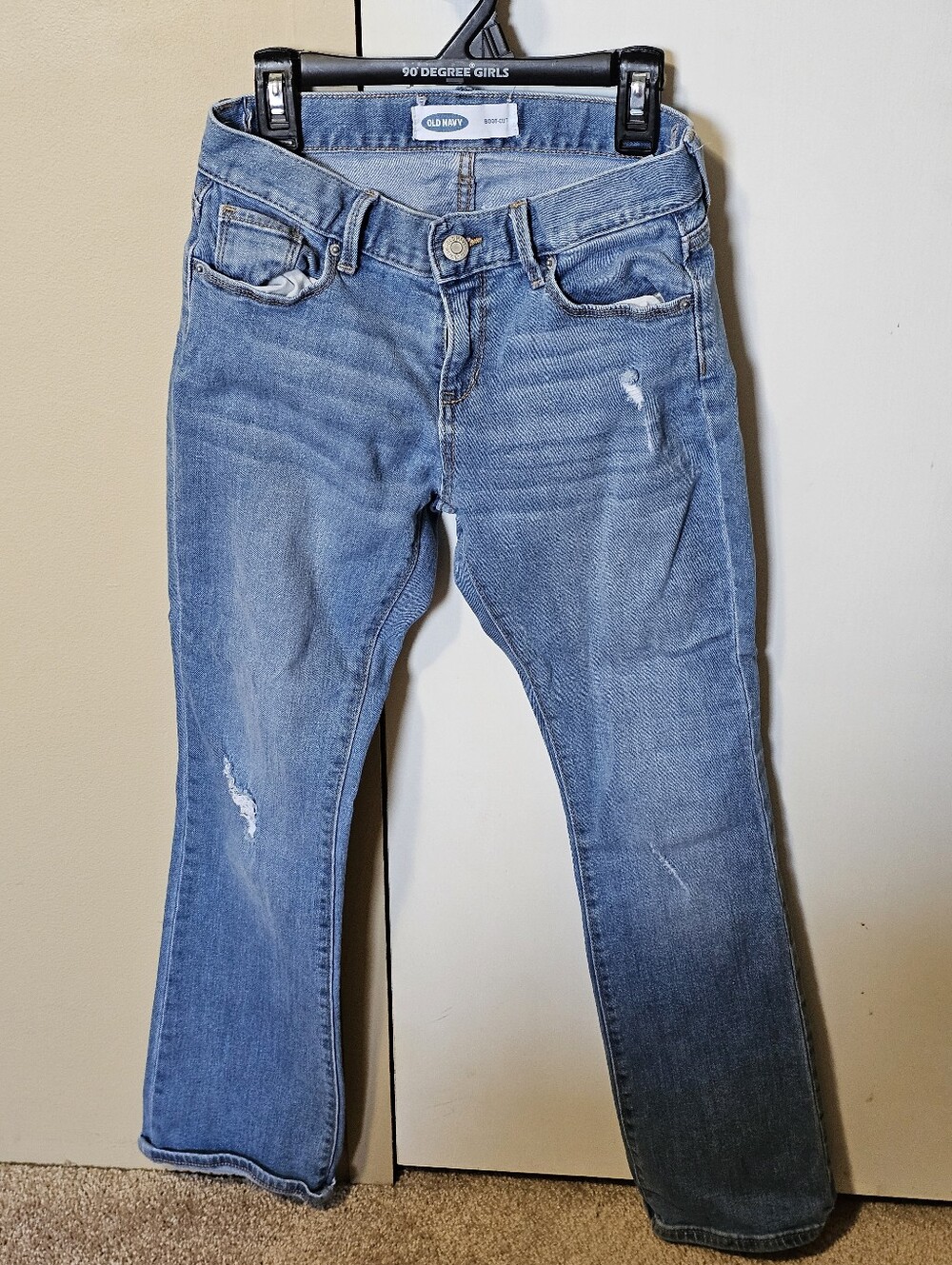 Girl's Old Navy Denim Blue Jeans - Size 12 with Distressed Accents